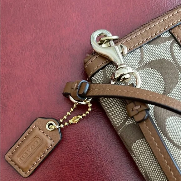 Coach Tan and Brown Signature Clutch - Picture 5 of 6